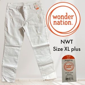 NWT Wonder Nation Girls White Size XL Plus (14-16) Jeggings Elastic Waist